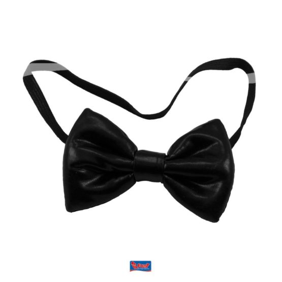 Bow Tie Metallic Black, Novelty Fancy Dress Item with Elastic Fastening