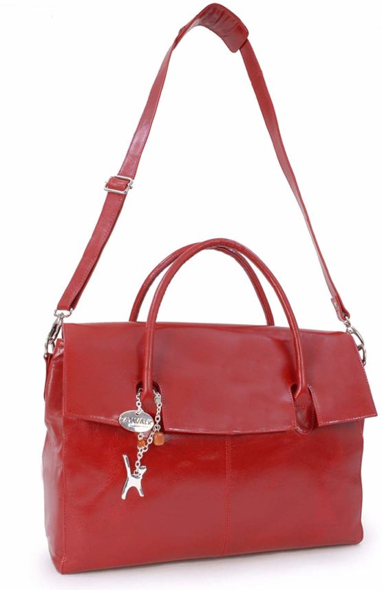 CATWALK COLLECTION HANDBAGS - Ladies Extra Large Leather Briefcase/Shoulder/Cross Body Bag - Women's Organiser Work Bag - Laptop Bag With Padded Compartment - HELENA - Red - Image 3
