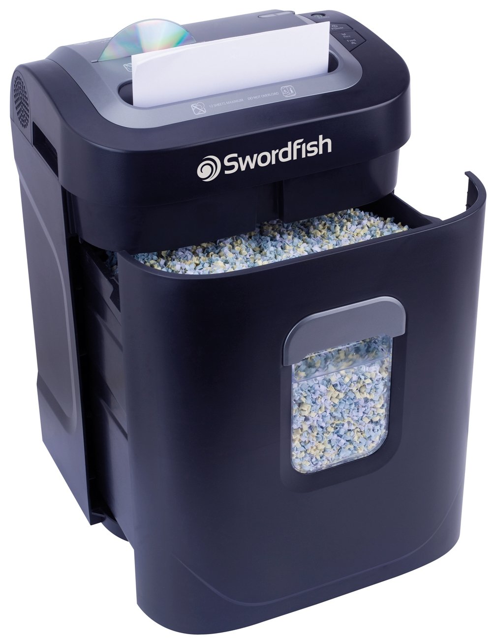 Swordfish 1200XXCD 12 Sheet Micro Cut High Security Paper/Document Shredder ref: 40237, Black
