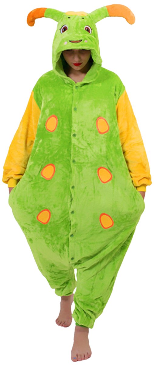Everglamour 5055601172569 Caterpillar Onesie/Body Suit, Unisex-Adult, Green, Medium