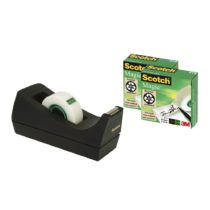 Scotch Weighted Refillable Tape Dispenser C38 in Black with 3 Rolls of Scotch Magic Invisible Tape, 19mm x 33m