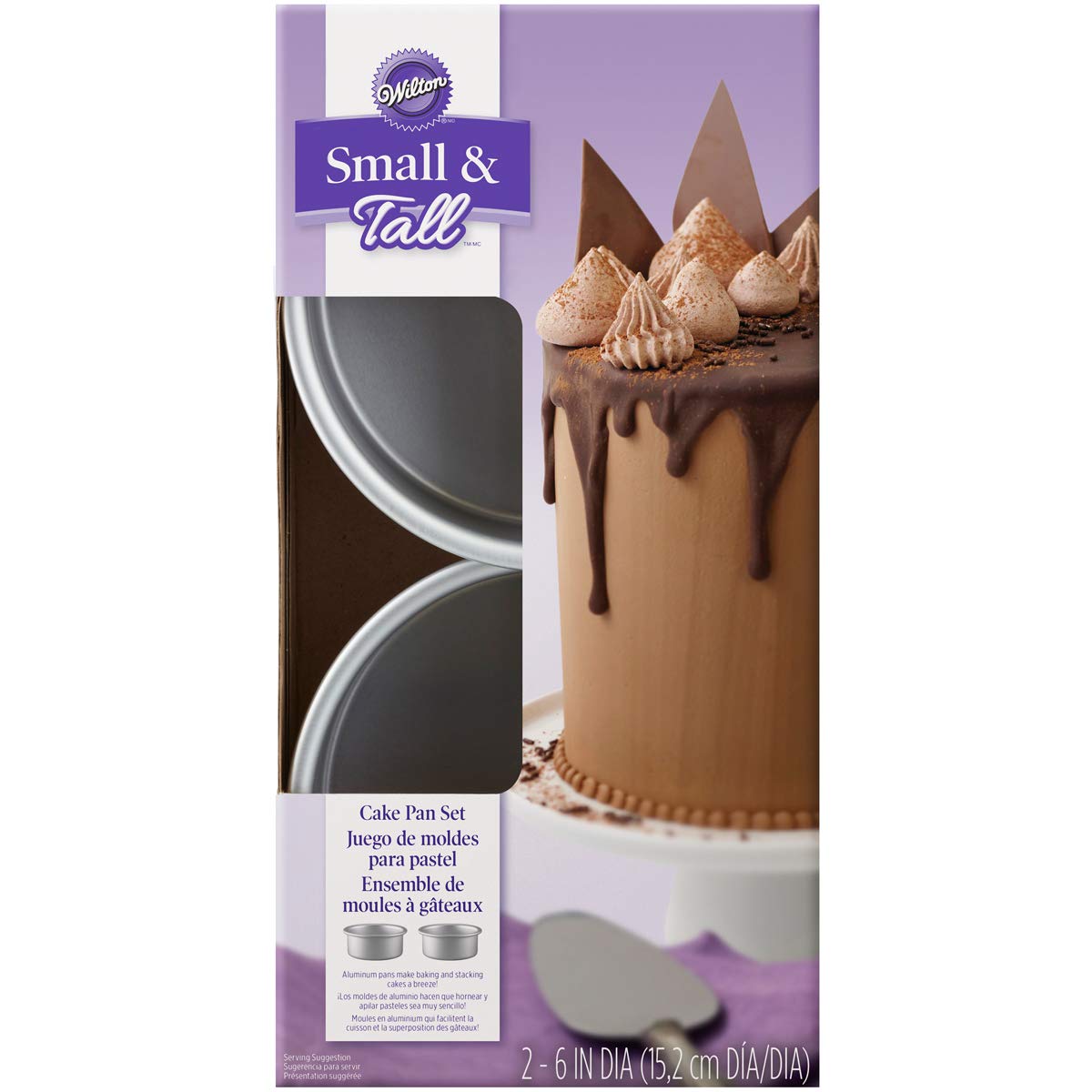 Wilton Small & Tall Layered Cake Tin Set, 15.2cm x 5cm (6in x 2in), 2 pieces, Silver, 2.0299999999999998 x 6.65 x 13.15 cm