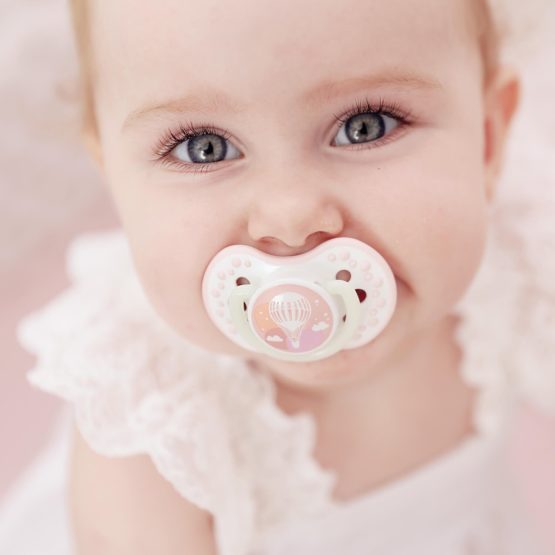 LOVI 2X Baby Silicone Soother 0-3 Months | Pack of 2 | Hygenic Cover | Protects The Sucking Reflex | Dynamic Tip | Boiling Water Sterilization | Indian Summer Collection | Pink - Image 4