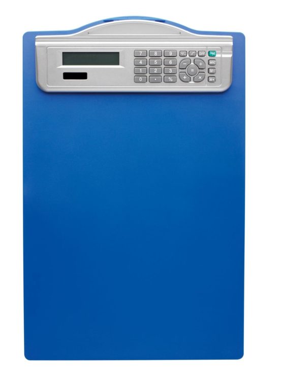 Alco-Albert 5518 Clipboard with Solar Calculator, DIN A4, Scale, Blue
