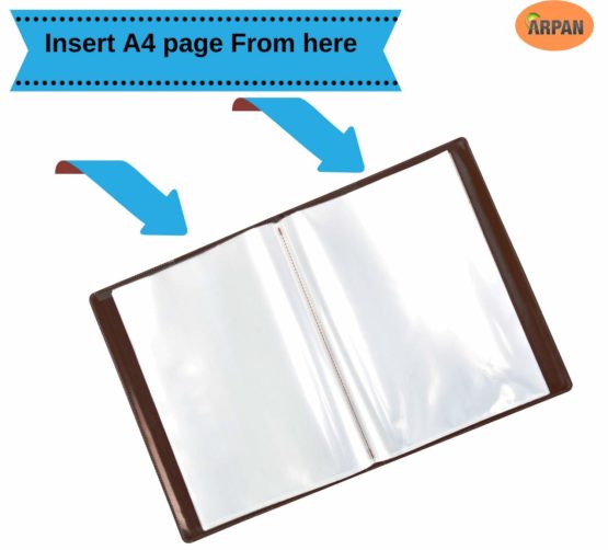 Arpan A4 Brown Professional Display Presentation Book 48 Pocket (96-Side) Portfolio Folder - Image 3