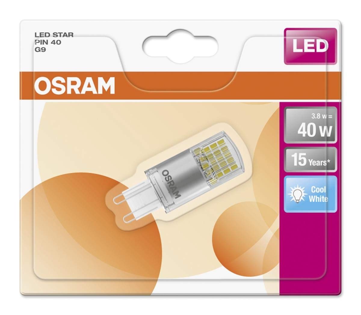 Osram Star Special Pin LED Beam Angle Lamp, Plastic, Cool White, G9, 3.8 W - Image 4
