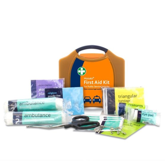 Public Service Vehicle First Aid Kit - PSV - in Large Orange Compact Aura Box - Wall Mountable Bracket