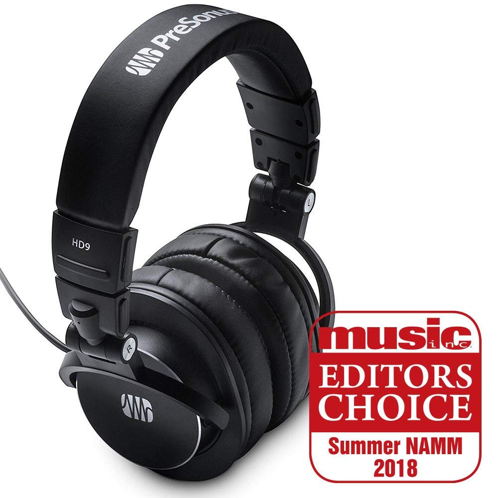 PreSonus HD9 Professional Closed-Back Studio Headphones for recording playback and monitoring, streaming and podcasting