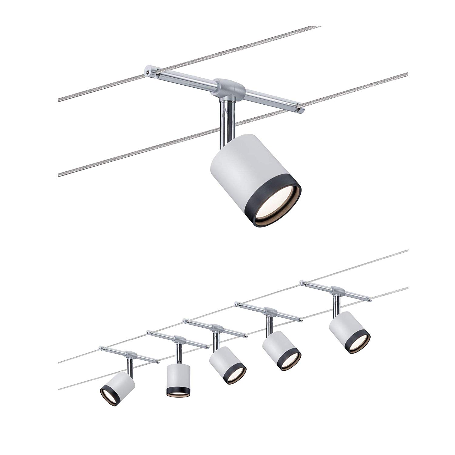 Paulmann 3981 TubeLED Wire System Spot Lights, Tension Wire Lighting w/ 5 Pendant Lights