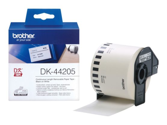 Brother DK-44205 Label Roll, Removable Continuous Length Paper, Black on White, Single Label Roll, 62mm (W) x 30.48M (L), Brother Genuine Supplies - Image 2