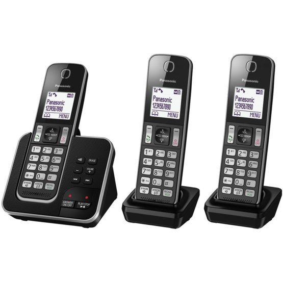 Panasonic KX-TGD323 Cordless Home Phone with Nuisance Call Blocker and Digital Answering Machine - Black & Silver (Pack of 3) - Image 2