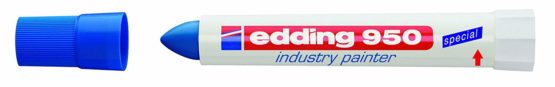 edding 950 industry painter - blue - 10 pens - round tip 10 mm - marker for writing on metal, rocks, wood - rough or wet surfaces - Permanent, waterproof