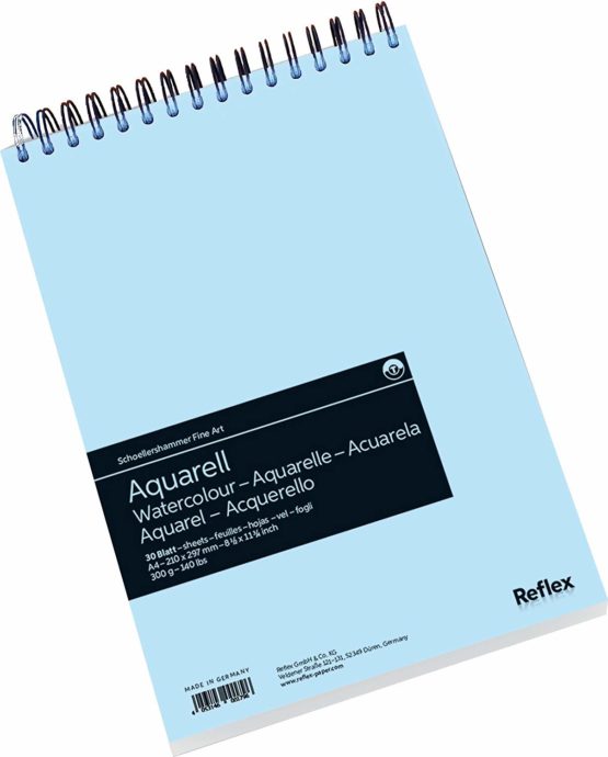 Schoellershammer Watercolour Pad A4, 30 Sheets, Spiral Bound, 300gsm White Paper, VF5004058