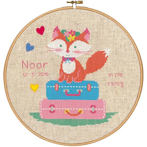 Vervaco Counted Cross Stitch Birth Record: LIEF Fox on Travel, Other, NA, 24cm, N\a