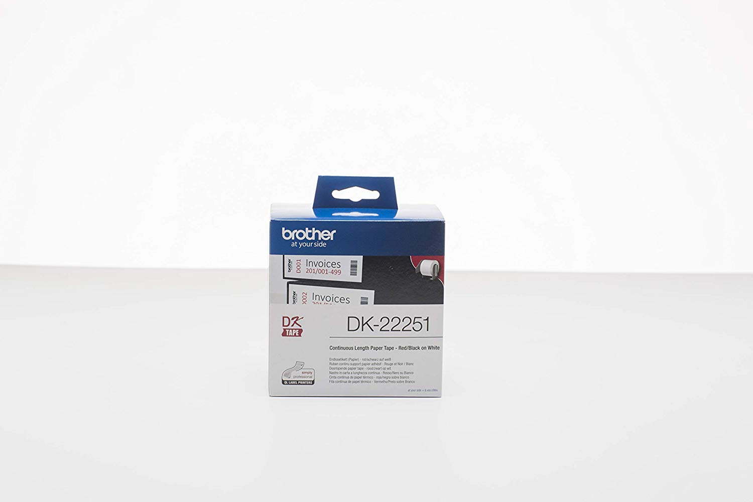 Brother DK-22251 Label Roll, Continuous Length Paper, Black/Red on White, Single Label Roll, 62mm (W) x 15.24M (L)