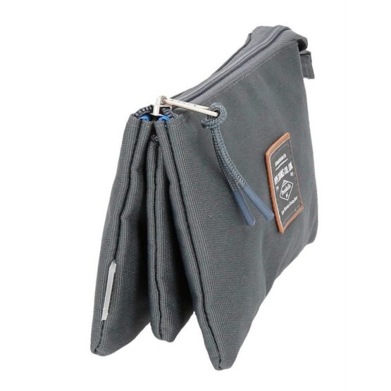 Pepe Jeans Cross Triple Pencil Case Grey 20x12x5 cms Polyester - Image 2