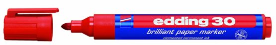 edding 30 Brilliant Paper Marker - Red - 10 Waterproof Permanent Markers - Round Nib 1.5-3 mm - Vibrant Colours - Lightfast Marking on Paper, Card, Cardboard, Plastic, Metal and Glass