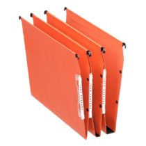 Esselte Dual Lateral Suspension Files, A4, 30mm Capacity, Pack of 25 Connectable Files, Tabs Included, Orange, Orgarex Range, 21629