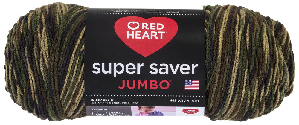 Coats Yarn Acrylic Blend Red Heart Super Saver Yarn-Camouflage, 1 Pack