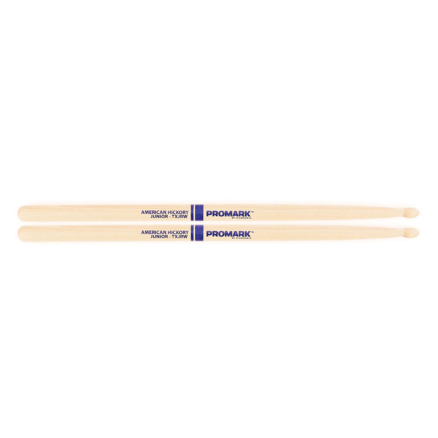 ProMark Junior 7A Hickory Drumsticks for Kids Oval Wood Tip, 1 Pair, Lacquer, Wood Tip, One Pair