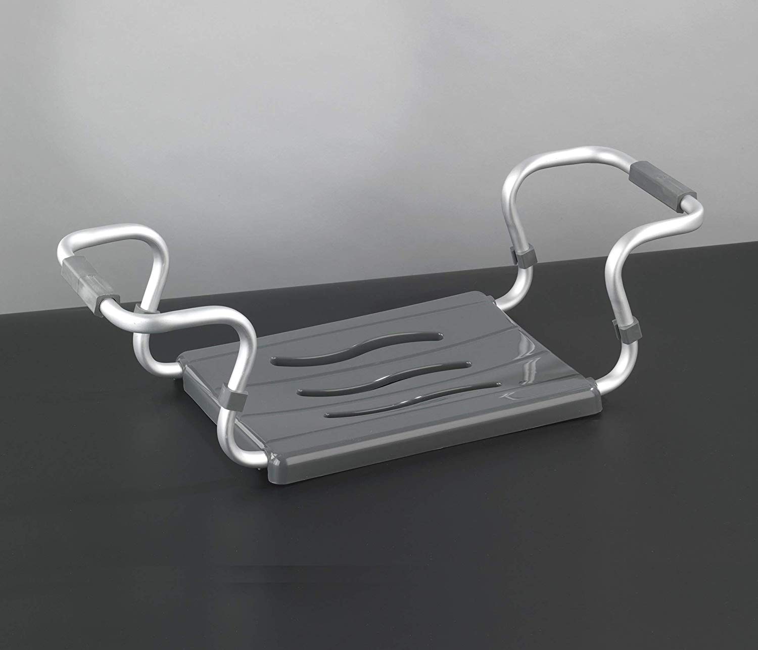 Maximex 73392500 Bathtub-seat Secura Anthracite-extendable, 150 kg Load-Bearing Capacity, Metal-Aluminium, 55-65 x 18 x 26 cm, Silver