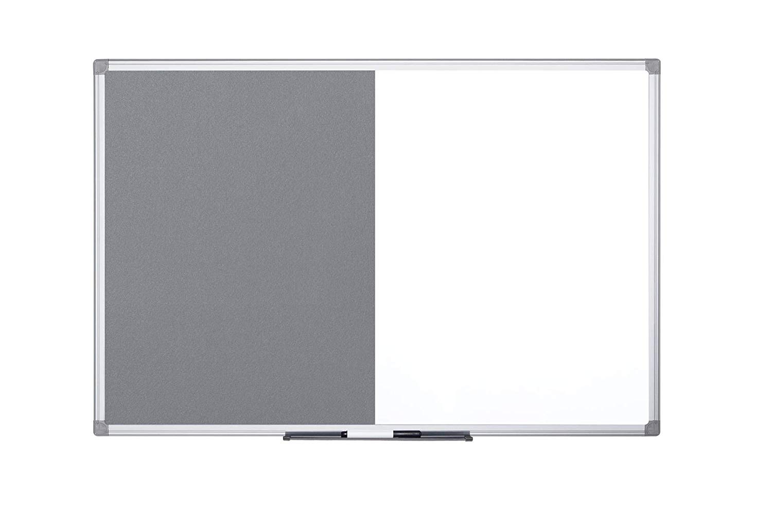 Bi-Office Combination Board Maya, Grey Felt/Magnetic, Aluminium Frame, 90 x 60 cm, W60 x H90 cm - Image 2