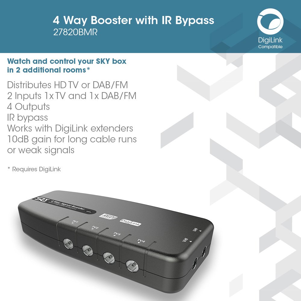 Signal Booster, SLx TV Amplifier Four Output 27820BMR, Improve Picture Quality And Channel Reception - Image 2