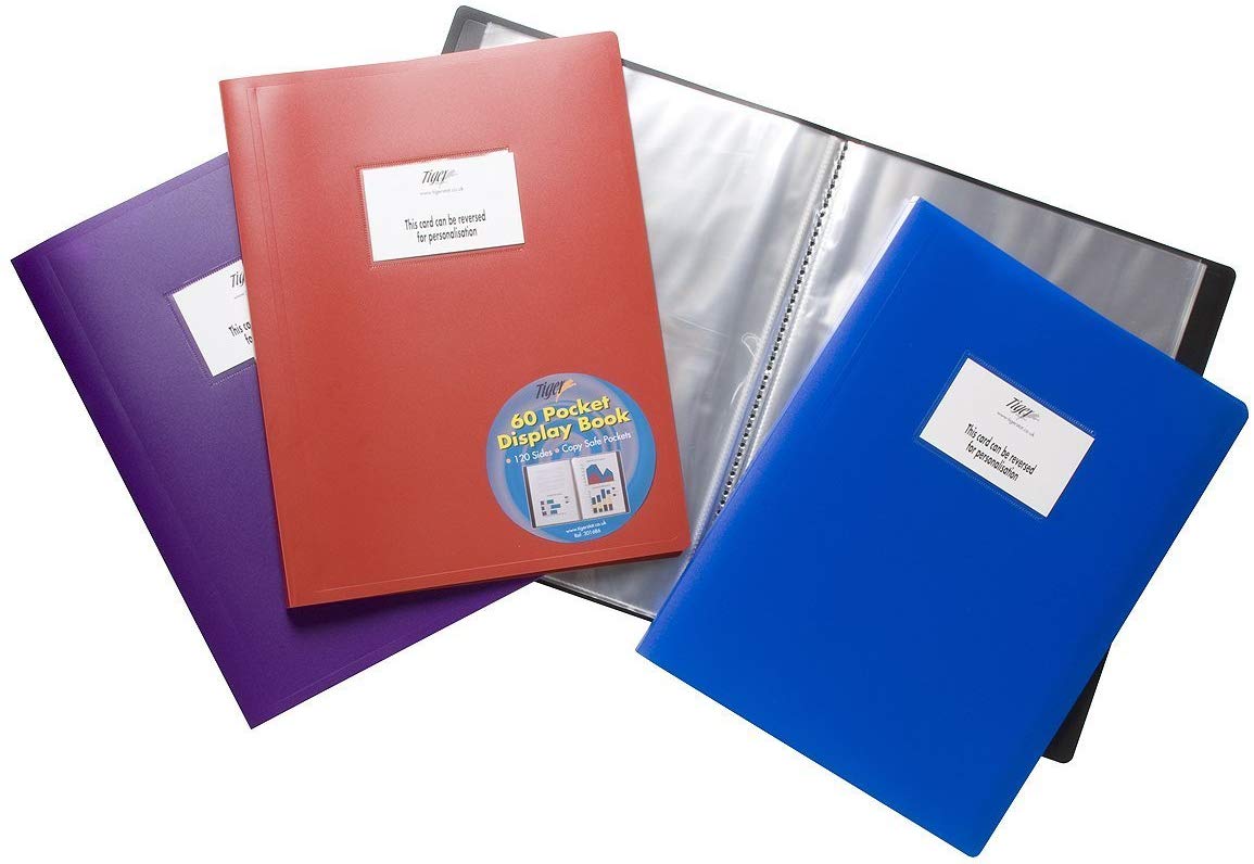 Tiger 60 A4 Pocket Flexi Display Book, 301686, Black/Blue/Purple/Red