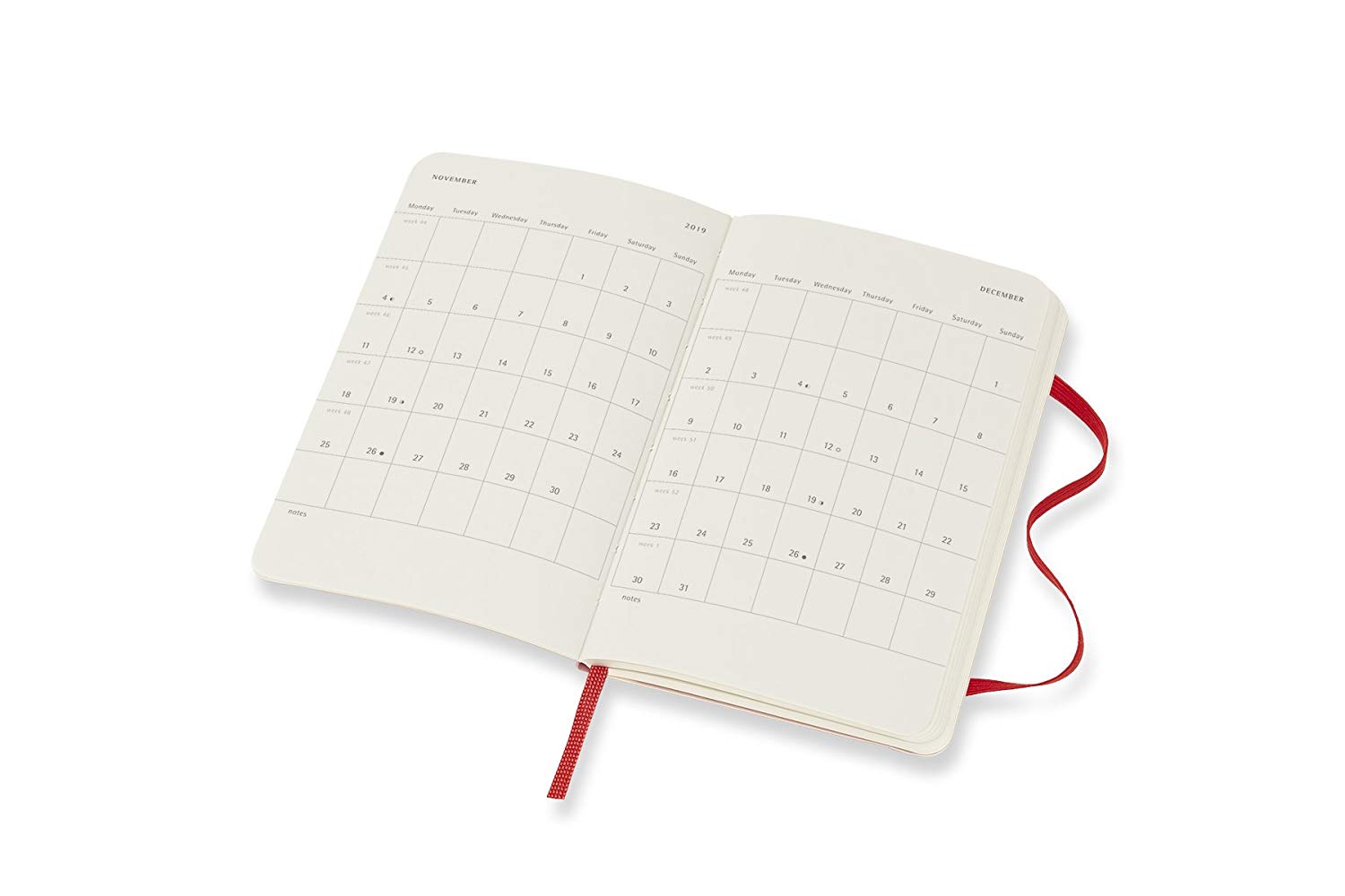 Moleskine Planner Diary 2019 12M Weekly Horizontal Pocket Scarlet Red