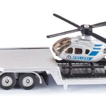 siku 1610, Police Low Loader with Helicopter, Metal/Plastic, Silver, Opening tailgate, Detachable trailer