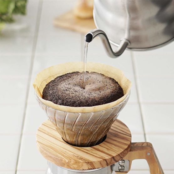 HARIO V60 Dripper Glass Olive Wood 02 Size (1-4 Cups) + Measuring Scoop, 126 x 124 x 107 cm - Image 4