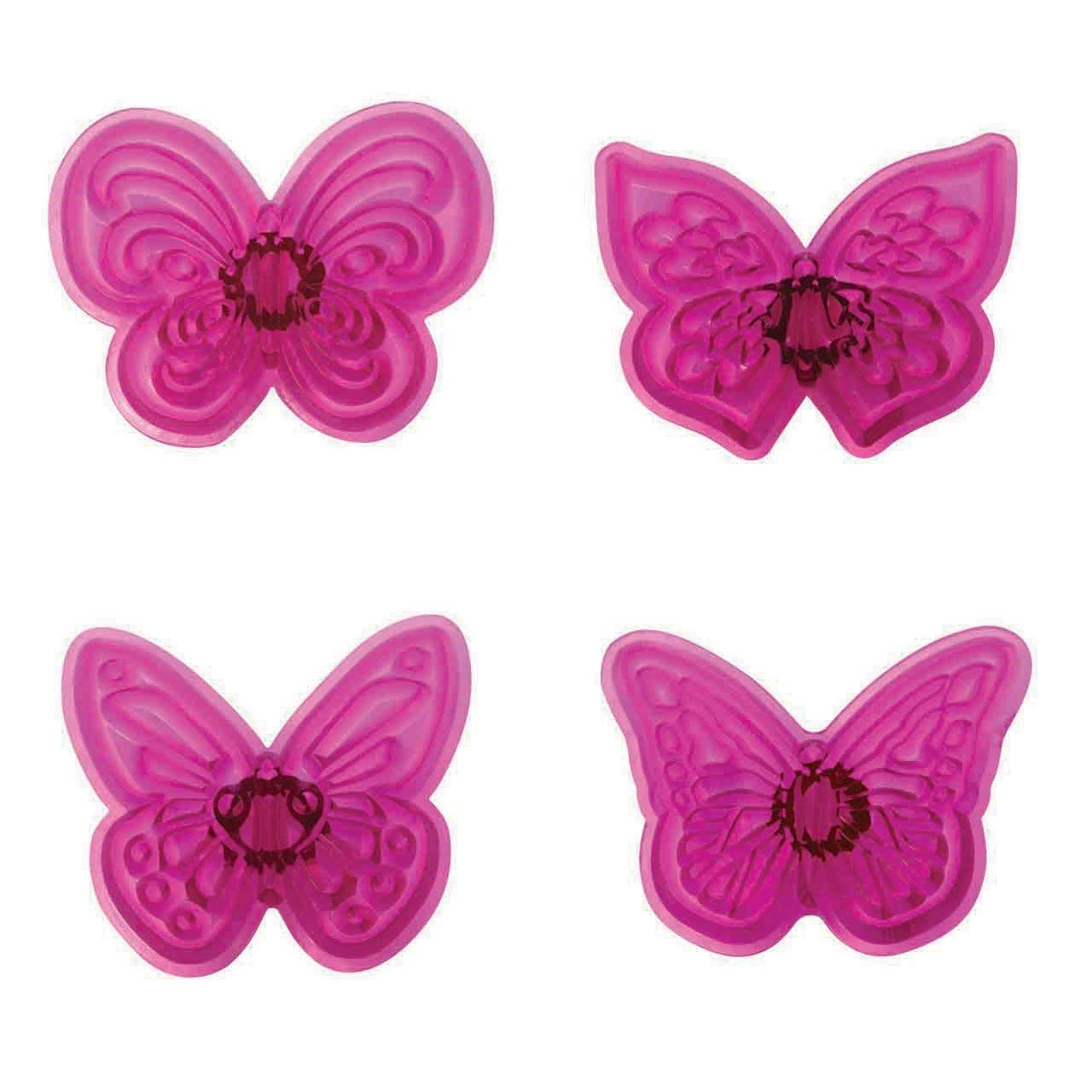 PME 139873 JEM Lacy Butterfly Cutters, Set of 4, White, for Cake Decorating