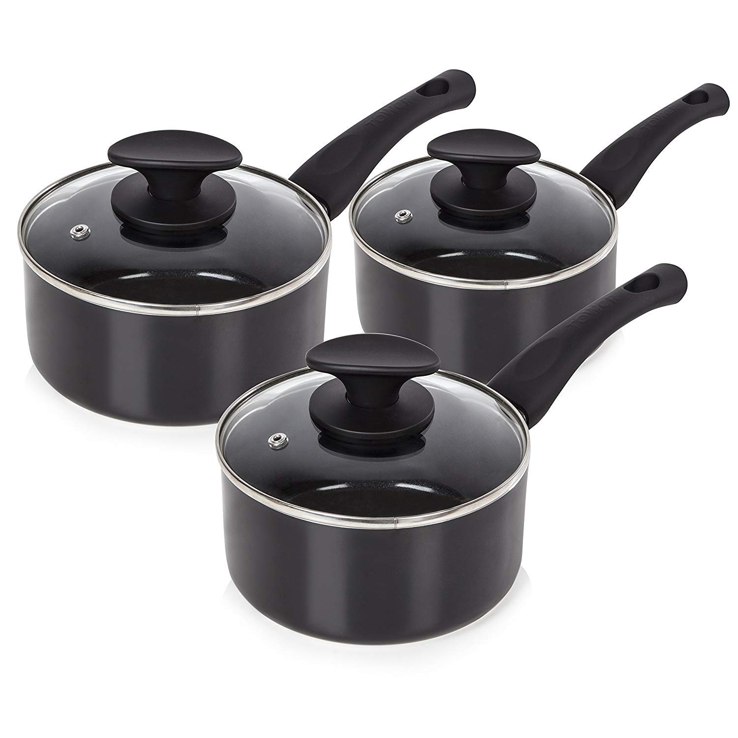Brand New Details about   Tower T81507 3pce Pan Set Non-Stick Ceramic Inner Coating in Black 
