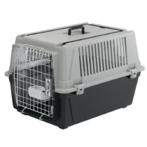 Ferplast Carrier for medium dogs ATLAS 40 PROFESSIONAL, Pet carrier with bowl included, Plastic-coated metal door, Safety closure system, Aeration grids, 49 x 68 x h 45.5 cm Grey