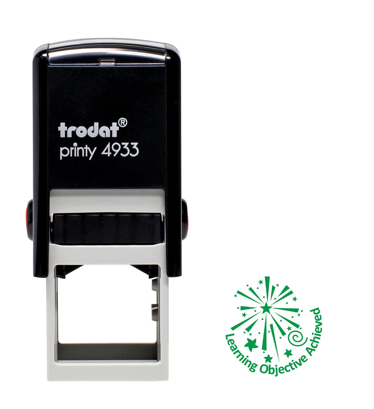 Trodat Printy 4933 Teacher Stamp "Learning Objective Achieved" Version 1 - Self Inking, Green Ink, Small