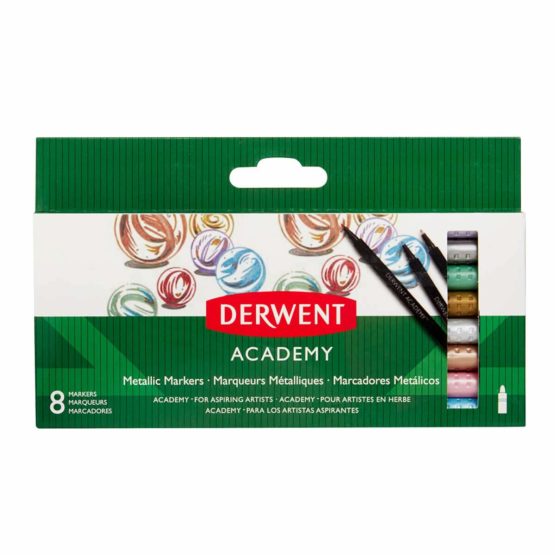 Derwent Academy Metallic Markers, Set of 8, Shimmering Colours, High Quality, 98212