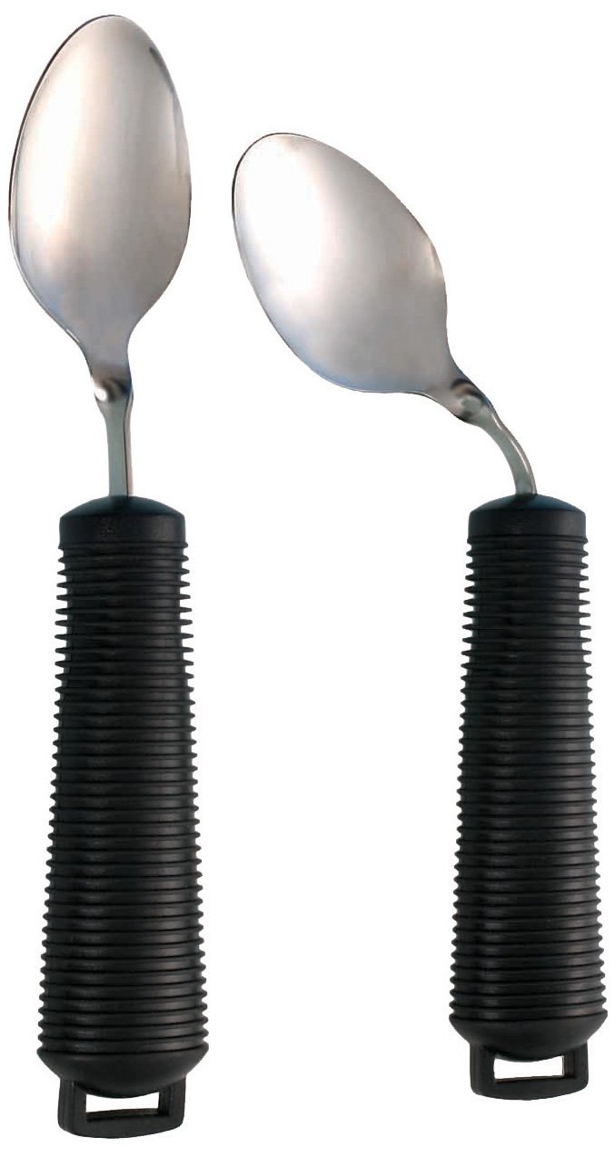 Aidapt Bendable Angled Spoon. Soft Grip Eating Aid that can be Bent to any Angle to help Reduce Wrist Stress from Twisting. Ideal for those with Arthritis Limited Grip