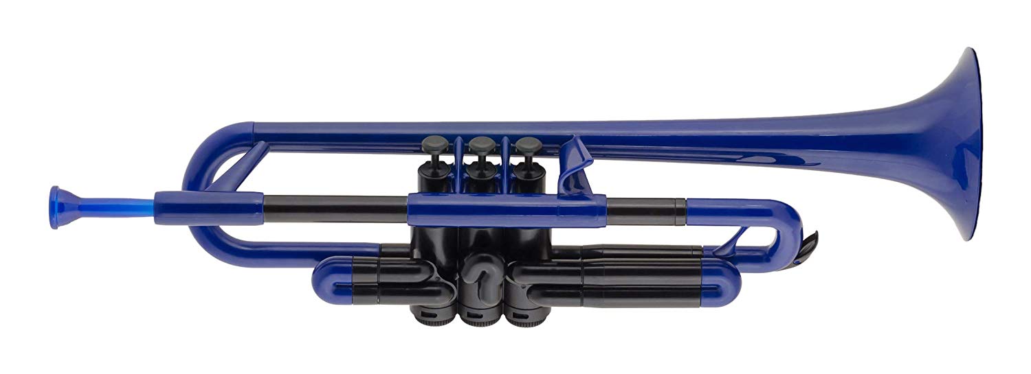 pTrumpet Plastic Trumpet with 3C and 5C Mouthpiece and Carry Bag - Bb Student - Blue