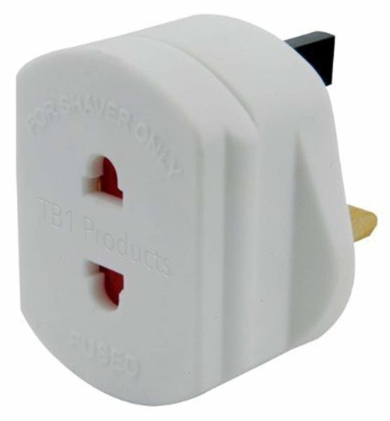 UK 2 to 3 Pin Fuse Adaptor Plug 1 Amp For Shavers And Toothbrushes Only