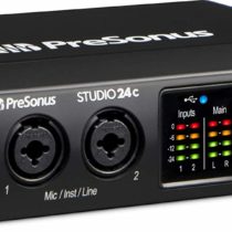 PreSonus Studio 24c, 2-In/2-Out, 192 kHz, USB-C audio interface with software bundle including Studio One Artist, Ableton Live Lite DAW and more for recording, streaming and podcasting