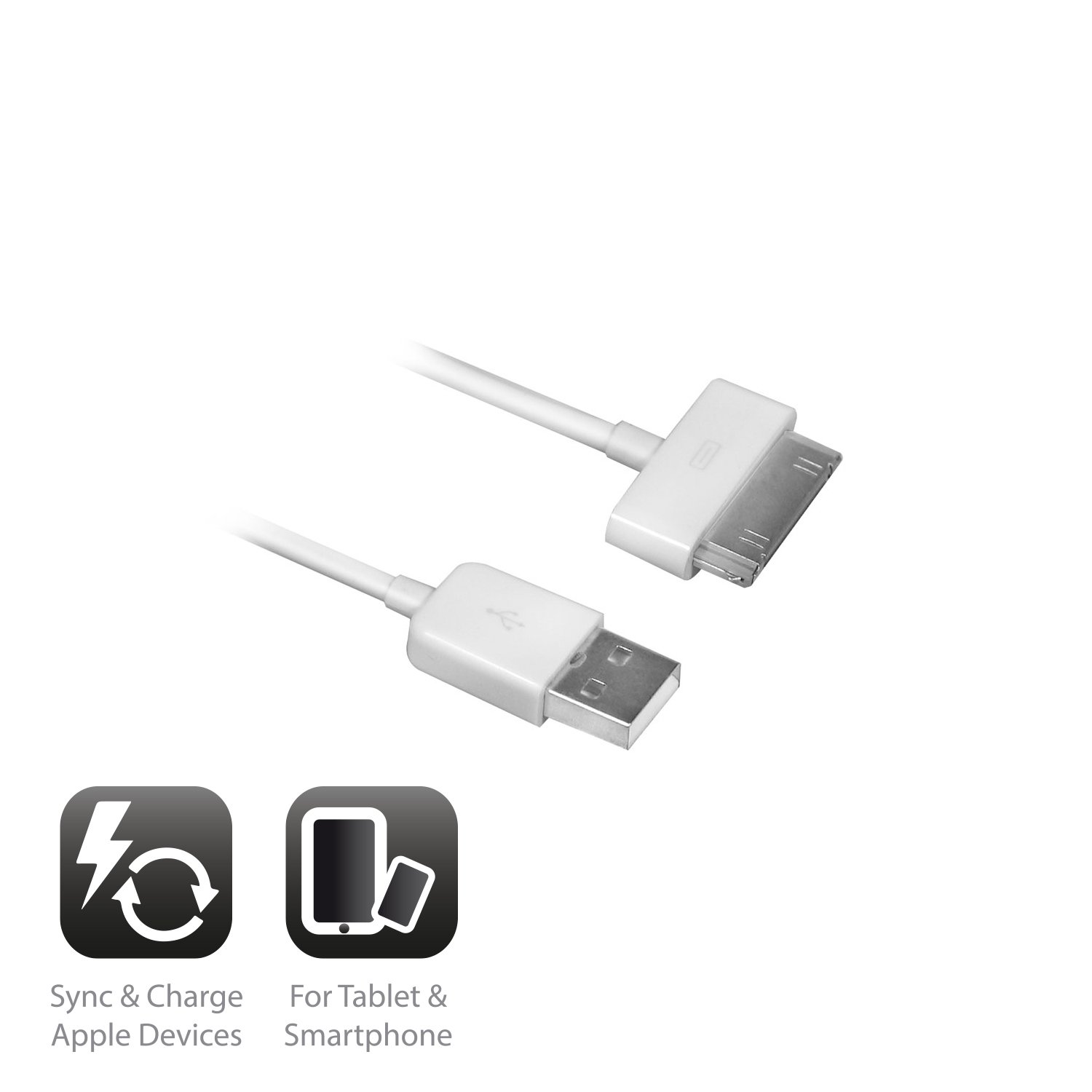 Usb2.0 To Apple 30 Pin Cable 1m White, 1.5 Meters - Image 2