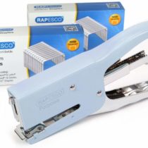 Rapesco 1355A Stapling Set: Porpoise Packaging Stapler, 45 Sheet Capacity, Powder Blue & 2 Boxes of 5000 x 26/8mm Staples