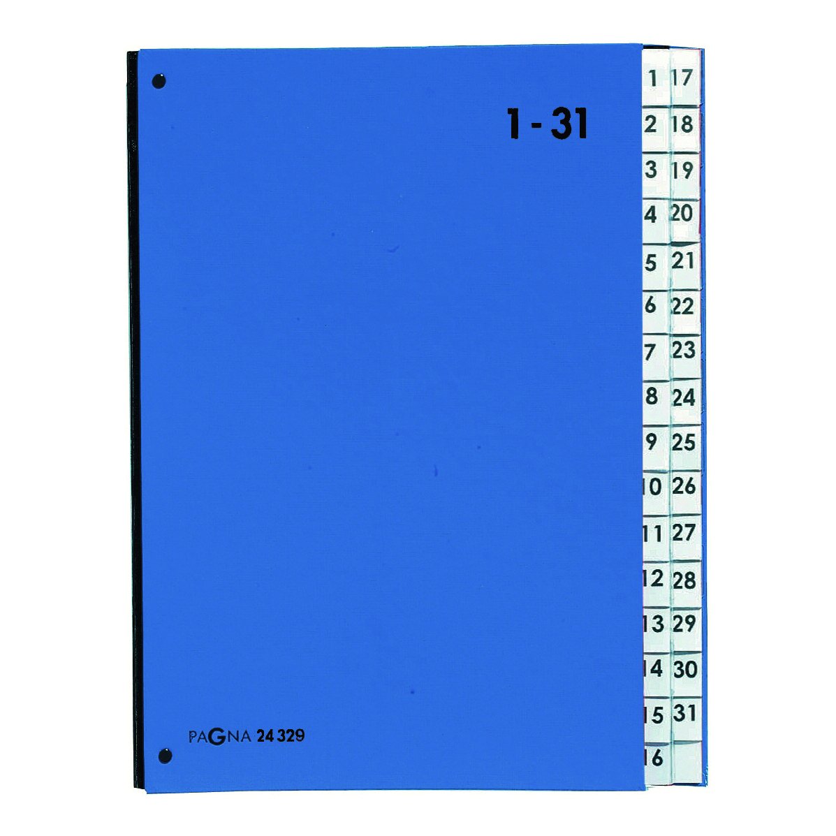 Pagna 24329-02 Desk Organiser 32 Parts Coloured Cover Flexible Linen Spine 3 Display Holes Tabs 1 - 31 Blue