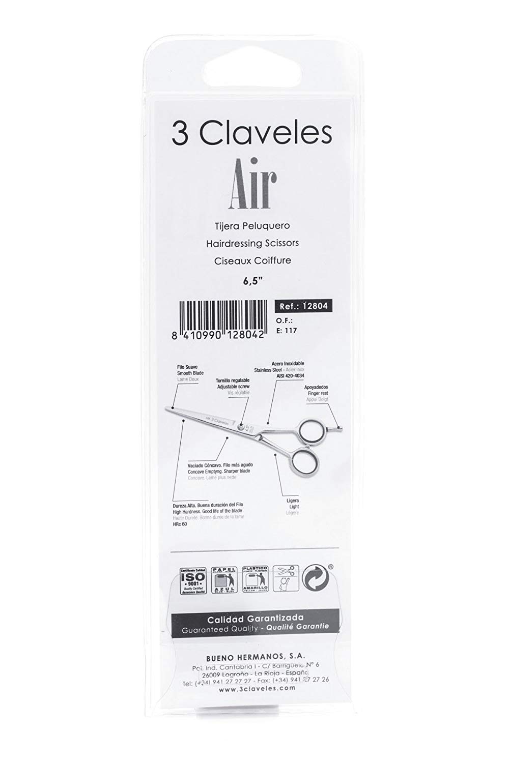 3 Claveles Air Hairdressing Scissors 6.5 Inches, Cranberry, 6.5" - Image 4