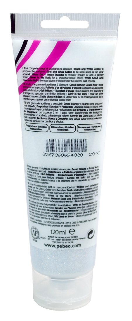 PEBEO 89402 120ml Deco Auxiliary, Acrylic, Silver Glitter, 14 x 4.5 x 6.5 cm, Silver Glitter Finish, 120 ml (Pack of 1) - Image 3