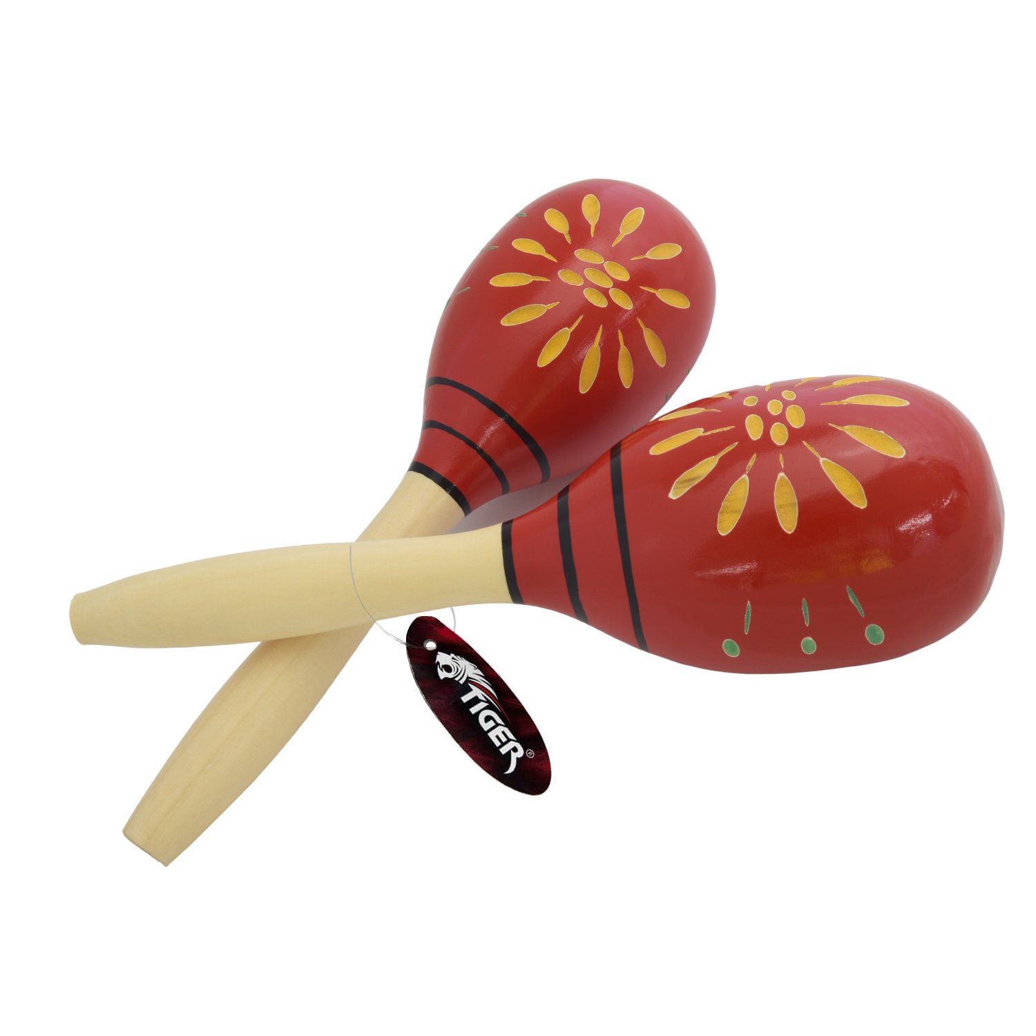 TIGER MAR6-RD Decorated Wooden Maracas - Red - One Pair - Image 2
