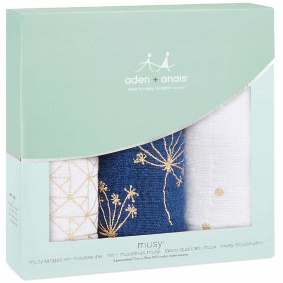 aden + anais 100% Cotton Muslin Musy Squares, Multi-use Baby Cloths for Girls & Boys, 70x70cm, Ideal Newborn & Infant Nursing Set, Perfect Shower Gifts, 3 Pack, metallic gold deco 7235G - Image 3