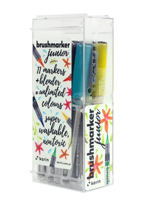 KARIN Brushmarker Junior 11 Basic Colours +1 Blender Set