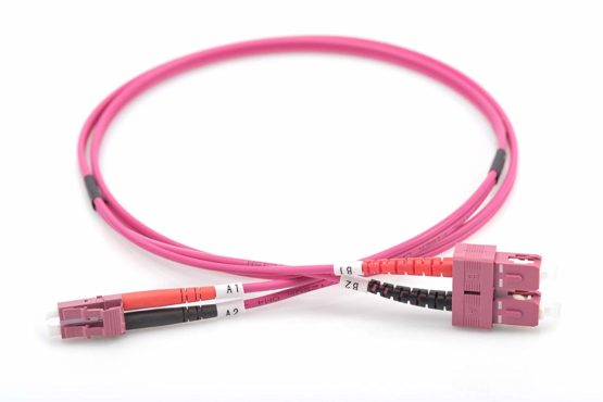 DIGITUS FO patch cable OM4-1 m LC to SC fiber optic cable - LSZH - Duplex Multimode 50/125µ - 10 GBit/s - Purple - Image 3