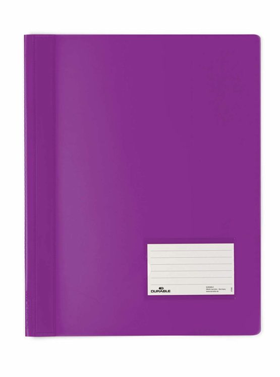 Durable DURALUX A4 Document Folder Light Purple | Made From High Quality PVC | Extra Wide for Filing Punched Pockets | Pack of 25